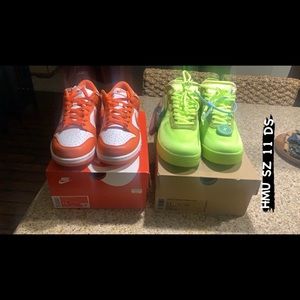 Syracuse Dunks sz 11 & Off white “Volt” AF1